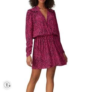 Zadig & Voltaire Leopard Print Reveal Long Sleeve Blouson Dress XS